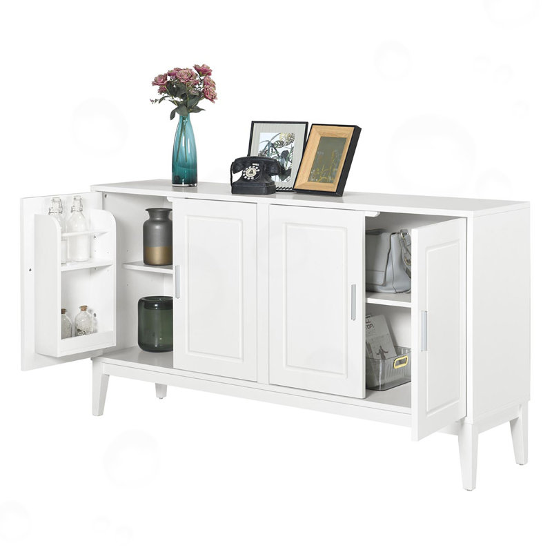 Buffet 4 portes avec tablette, Blanc