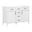 Meuble-lavabo simple moderne de 48 pouces avec comptoir en SMC blanc et 3 trous prépercés pour robinetterie-1139572561