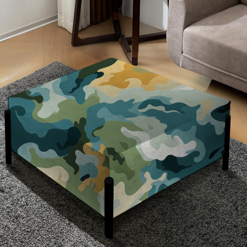 Artistic Green and Blue Camouflage - Grand repose-pieds carré camouflage