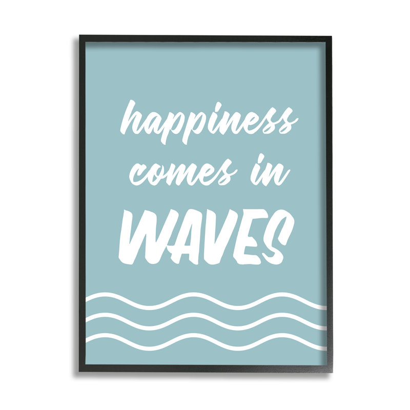 Happiness Beach Water Waves, Giclée encadrée noir minuit, H 14 po x l 11 po x P 1,5 po