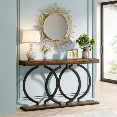 Console Table with Geometric Metal Frame