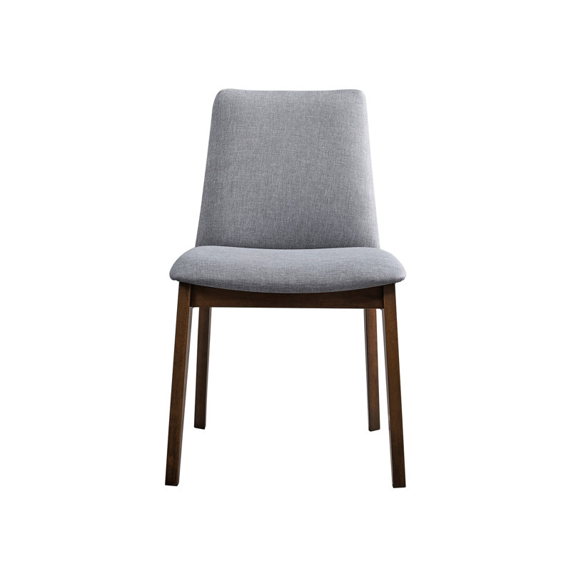 Chaise d'appoint moderne en tissu gris (2) - Finition noyer pour une apparence élégante Chaise confortable avec 2 coussins rembourrés en mousse