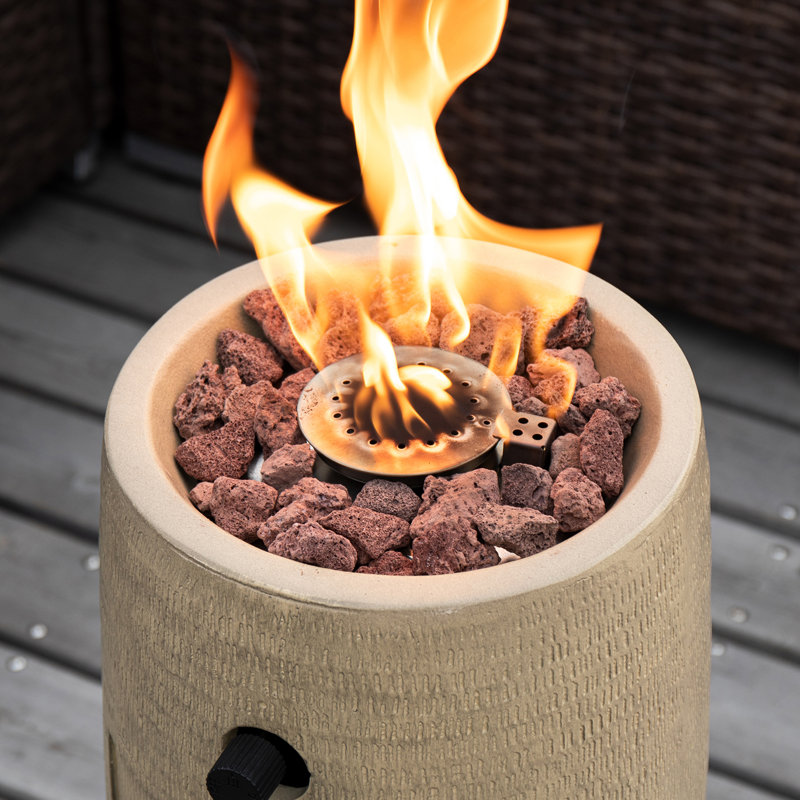 Column Concrete Propane Smokeless Fire Column, Khaki