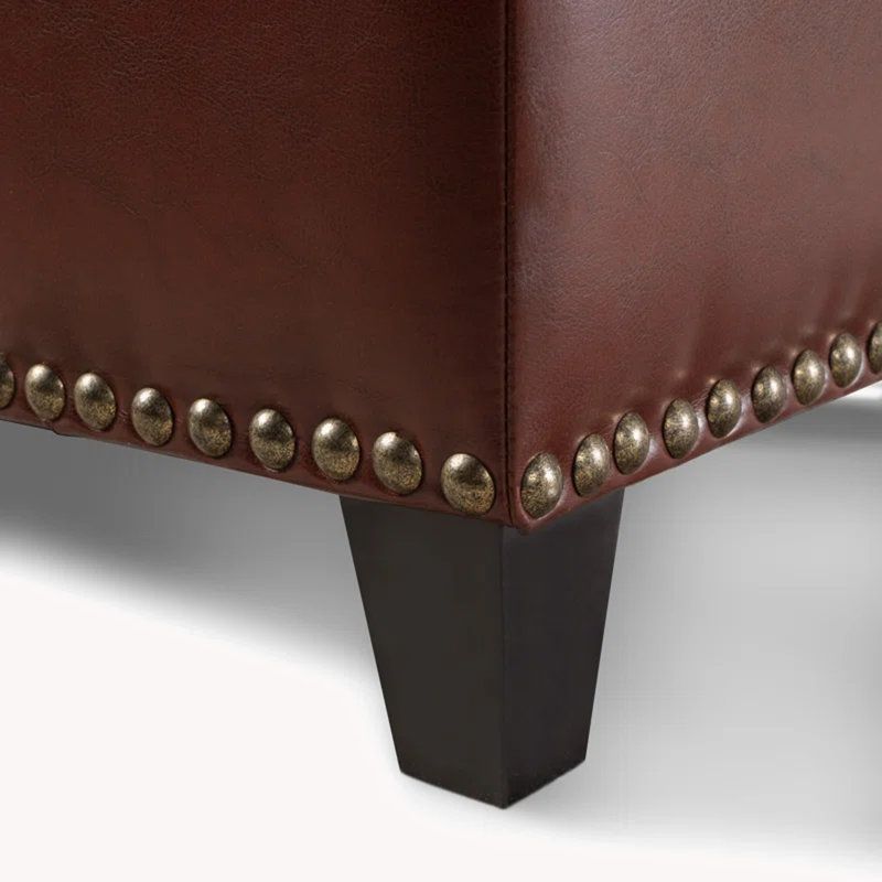 Repose-pieds avec rangement, grand banc de rangement pour repose-pieds de 51 pouces, banc de bout rembourré avec couvercle à charnière, long tabouret de repose-pieds pour la chambre à coucher du salon 