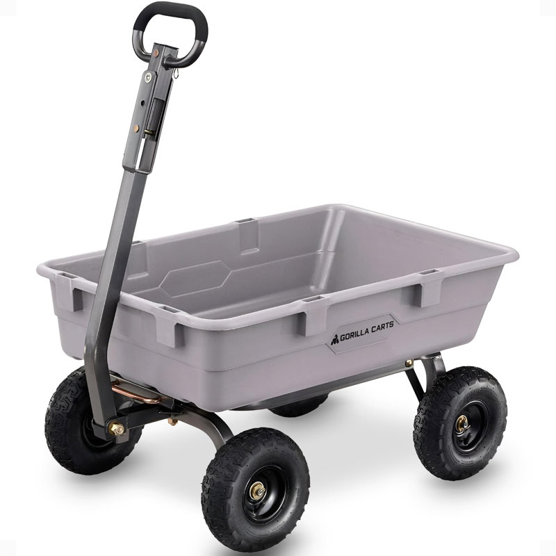 Chariot de jardin à benne basculante en poly robuste avec capacité de 800 lb