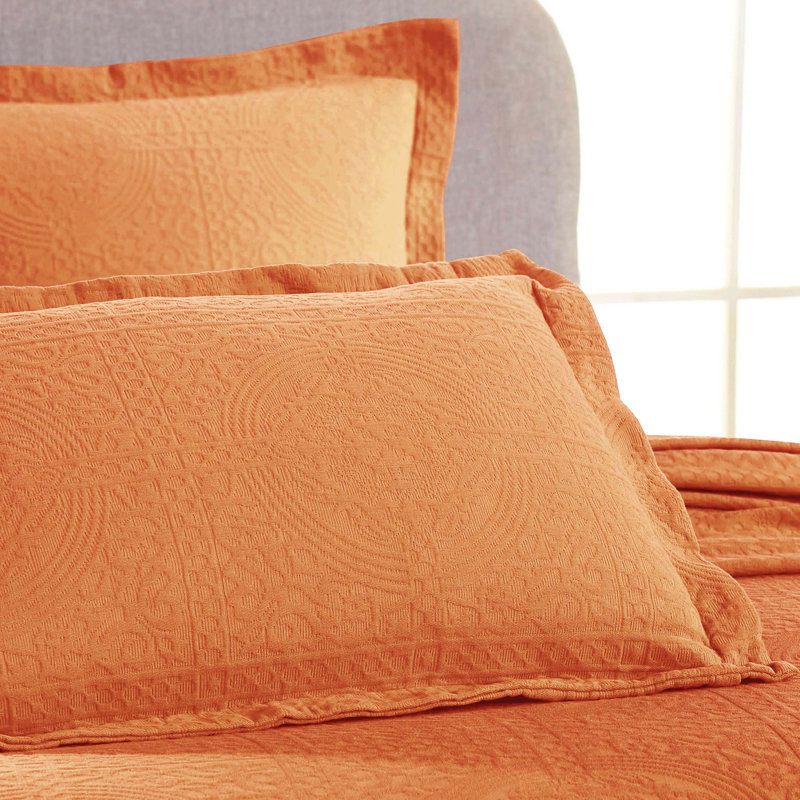 Ensemble de couvre-lit et taies décoratives 100 % coton texturé à médaillon de style moderne et contemporain Swanton
