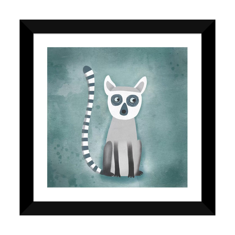 « Lemur » par Nic squirrell-impression, H 16 po x l 16 po x p 1 po, Blanc, Papier encadré noir