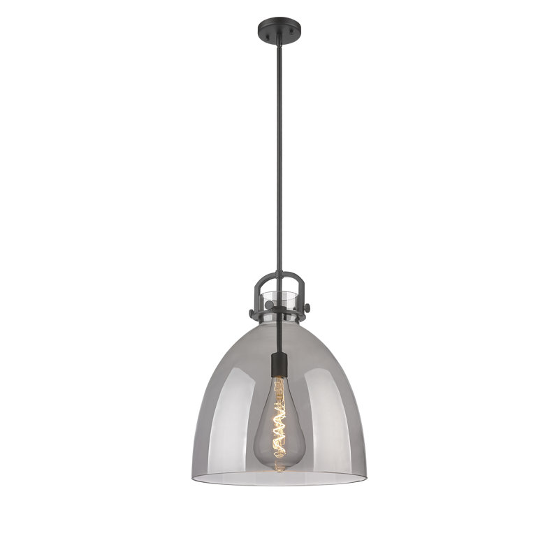 Luminaire suspendu 1 lumière Badillo, Plaqué couleur fumée, H 19,63 po x l 16 po x P 16 po, Noir mat