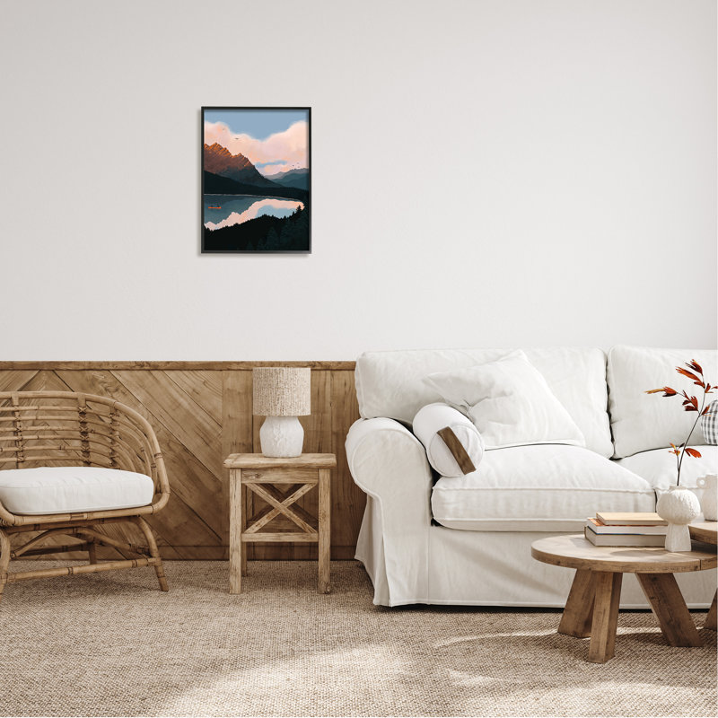 «Mountain Range River Canoe Cloudy Wilderness Birds» par Abi Hall - impression, L 16 po x H 16 po
