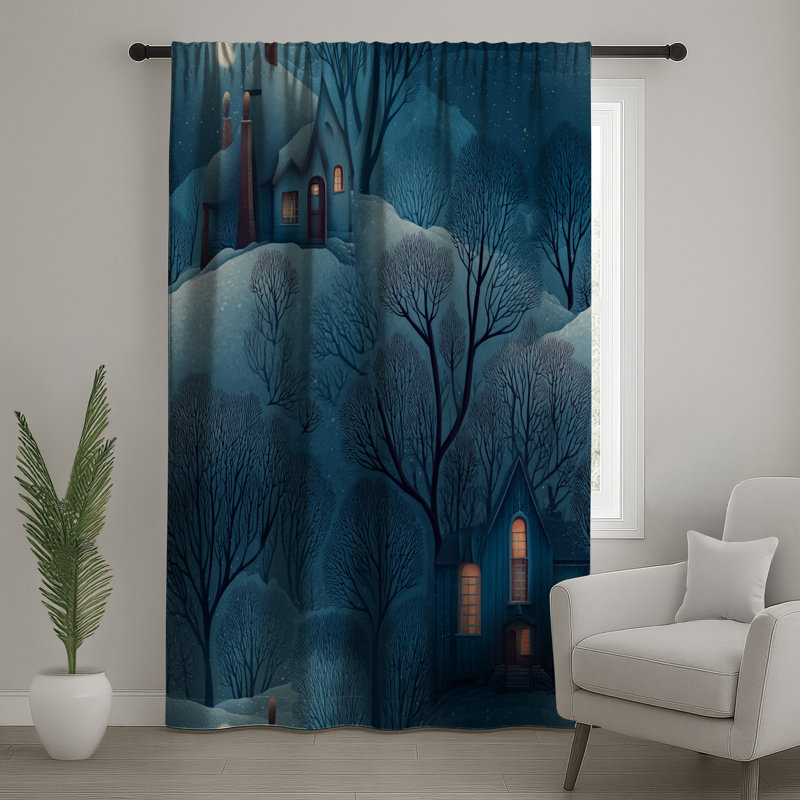 Rideaux de fenêtre d'hiver, voilages et rideaux occultant - 1 panneau, 50" x 92" - 1 Panel, Blocage