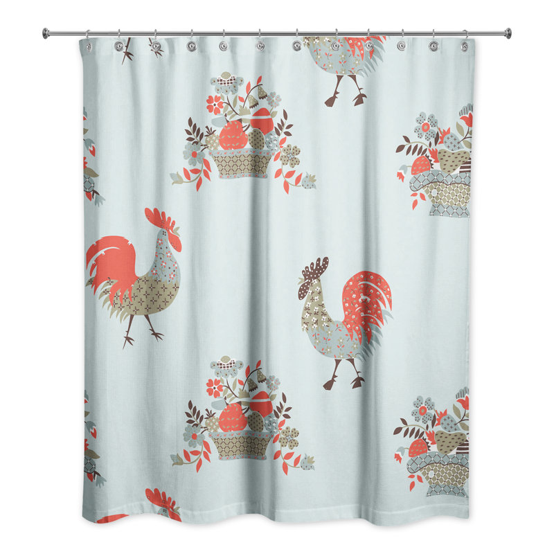 Rideau de douche simple coq Hamil, Bleu