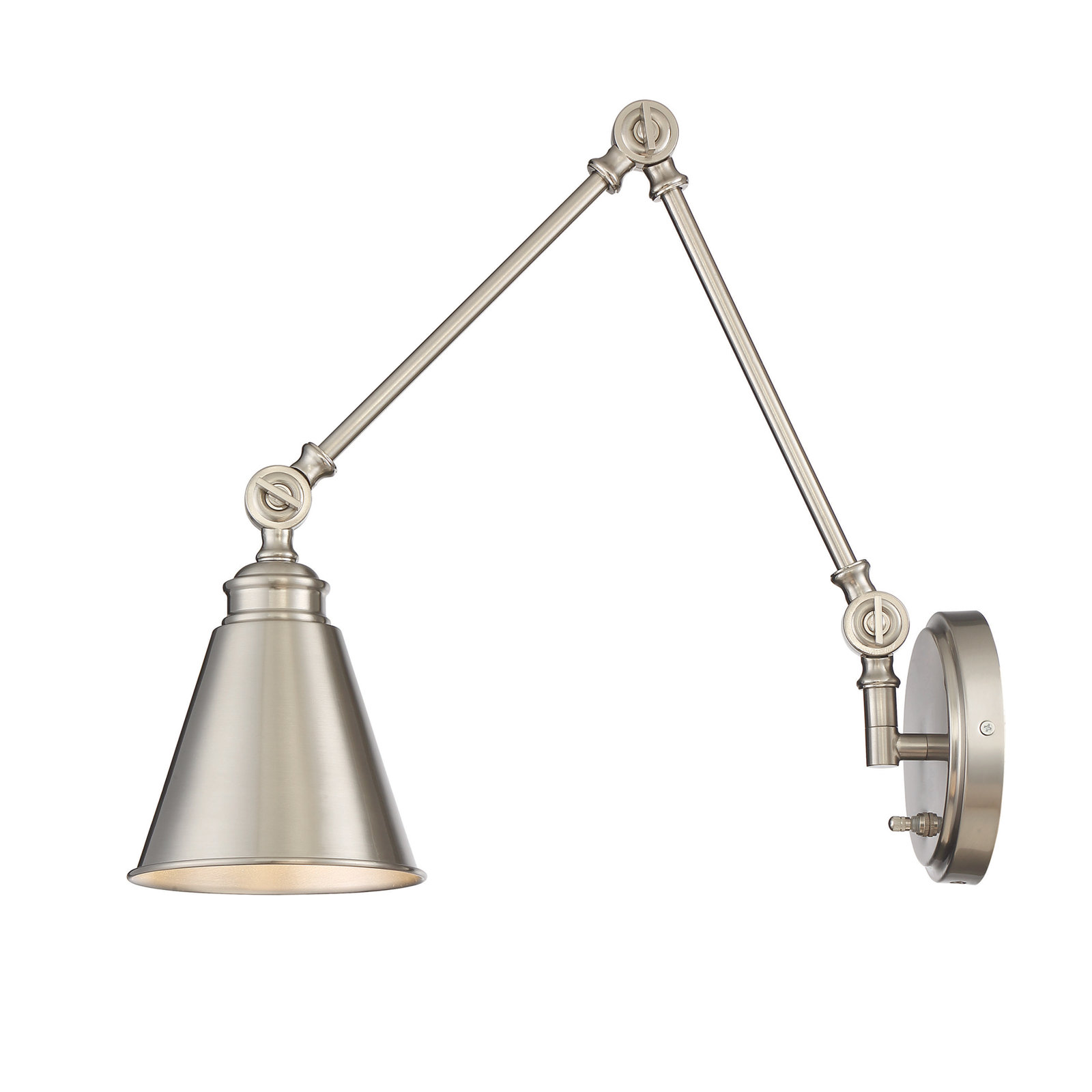 Beckham Single Light Swing Arm Sconce, Satin Nickel