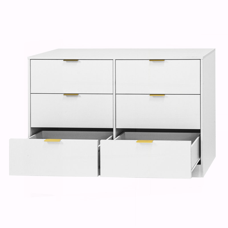 Modern 6-Drawer Dresser, White