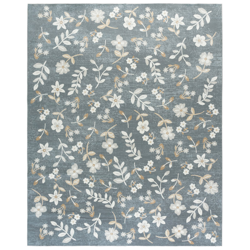 Tapis floral lavable à la machine à motif de performance de 377 cm MSRW, Rectangulaire 8 pi x 10 pi