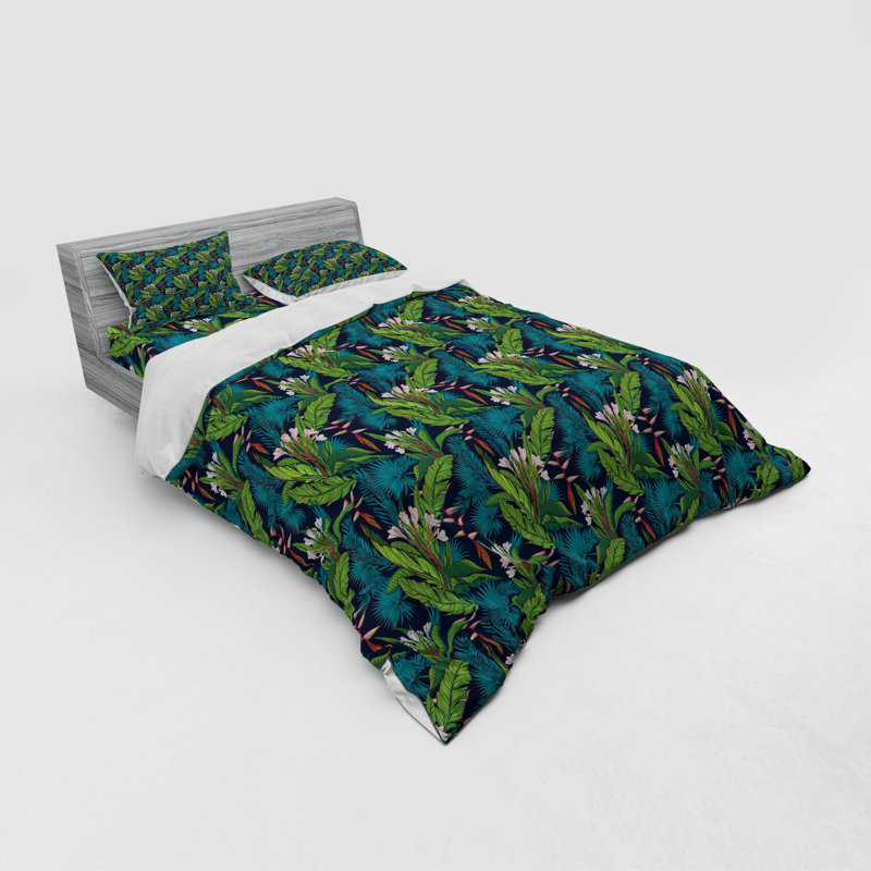 Coastal Polyester Floral Duvet Cover, Queen Duvet Cover + 3 Additional Pieces
