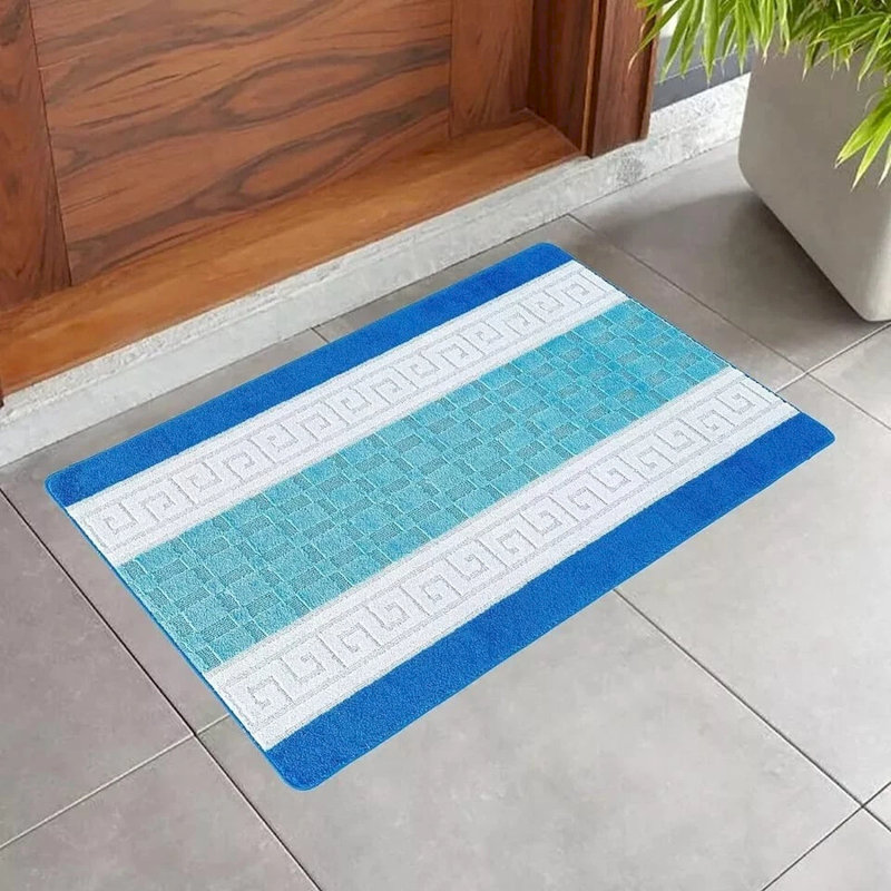 Non-Slip Blue Indoor Area Rug – Washable Large & Small Door Mat, Hallway, Bedroom & Kitchen Floor Mat, Rectangle 60 x 220cm