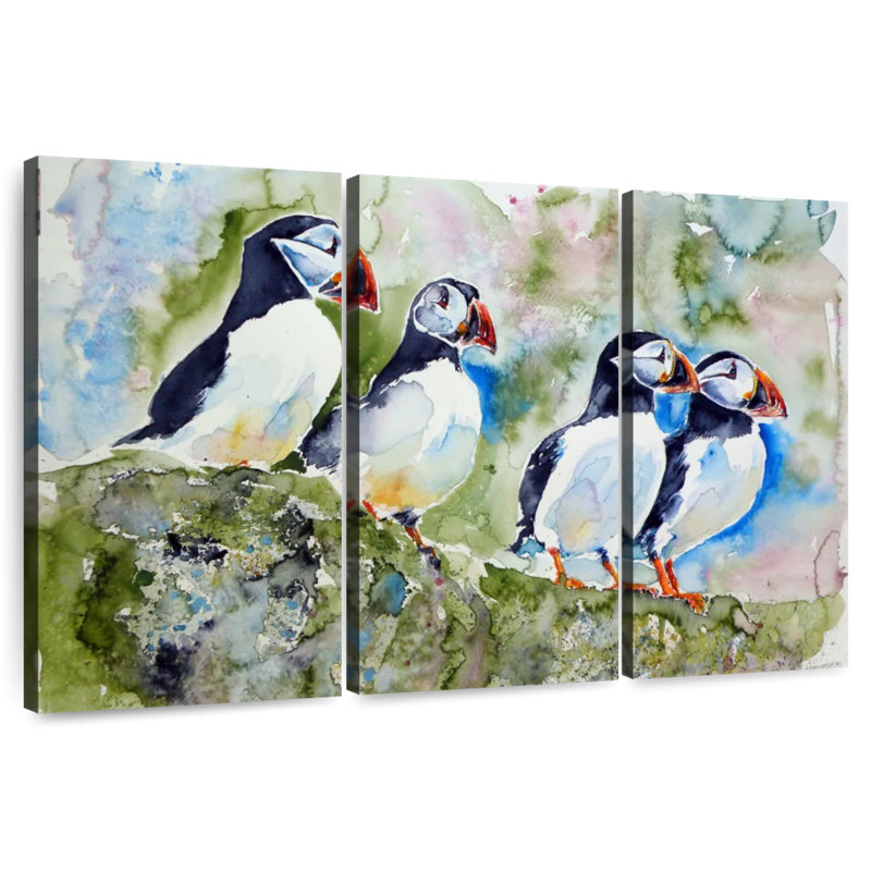 The Puffins On Stone I, 36" H x 57" W
