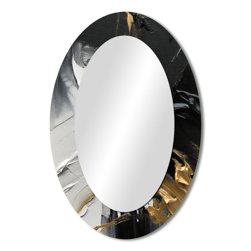 Mystery Awakening VII - Abstract Oval Decorative Mirror On Metal, 36" x 24"