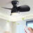 23 Inch Bedroom Ceiling Fan With 3 Abs Blades Remote Control Dc Motor Black With 18W Led Light