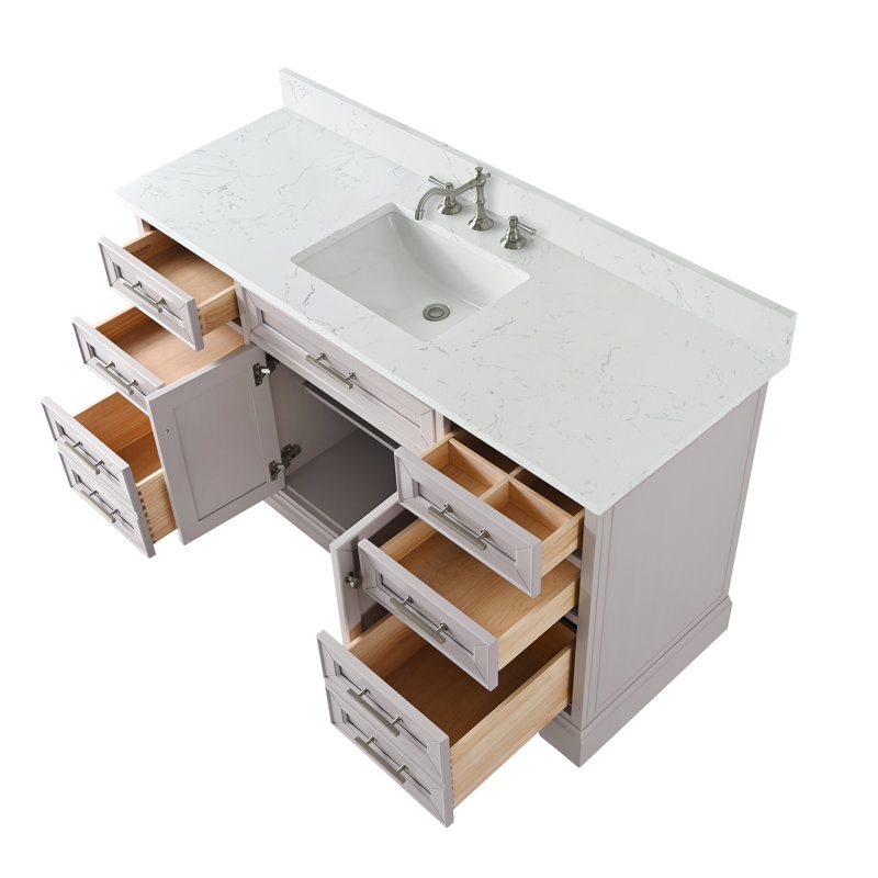 Thompson 60" W Single Bathroom Vanity, Taupe/Brushed Nickel