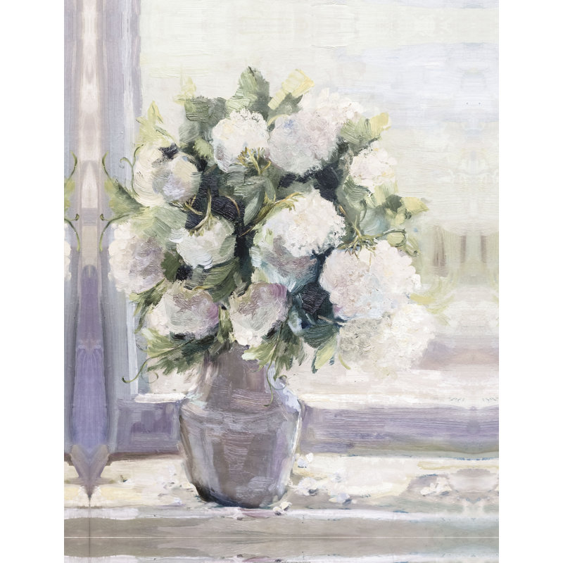 Bouquet blanc dans une fenêtre - impression, H 30 po x l 20 po