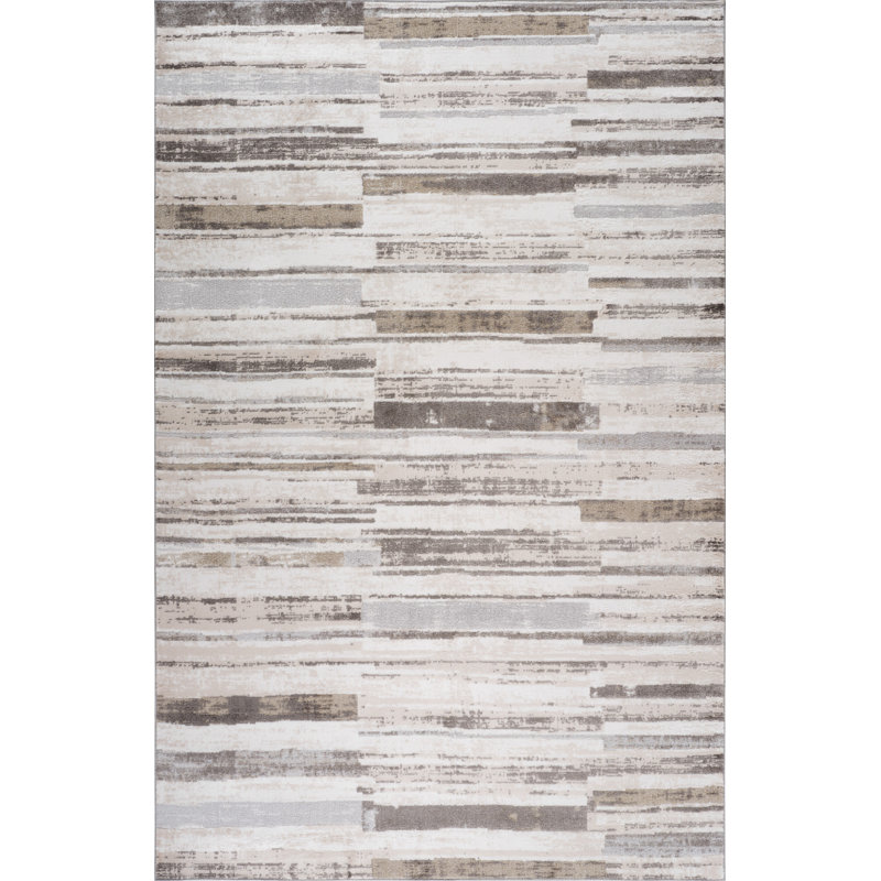 5' X 8' Beige and Brown Abstract Distressed Area Rug