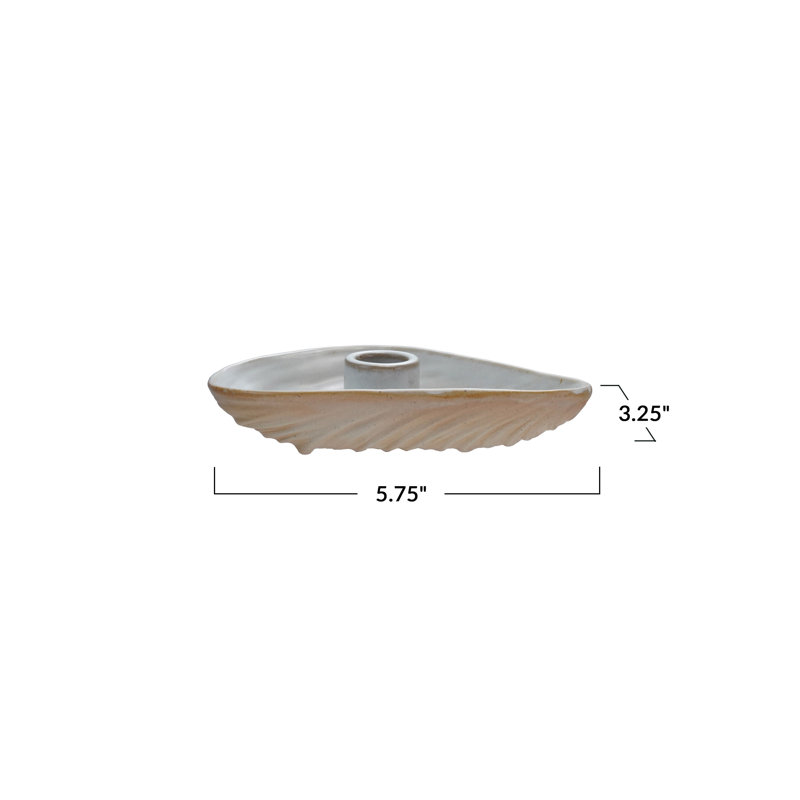Porte-assiette en forme de coquille d'huître en grès avec glaçure réactive