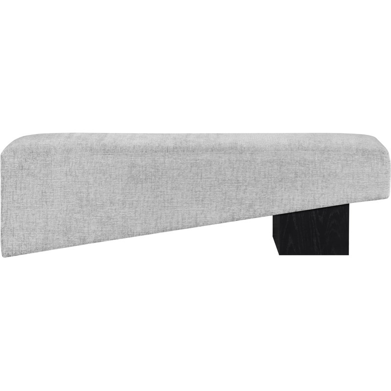 Alora Fabric Bench, Grey Polyester Fabric, Black