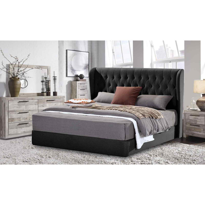 Upholstered Bed, Single (3'), Black