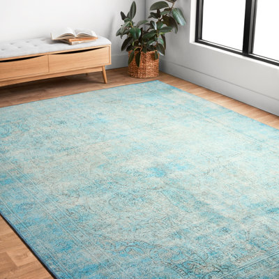 Dereck Oriental Aqua Area Rug 