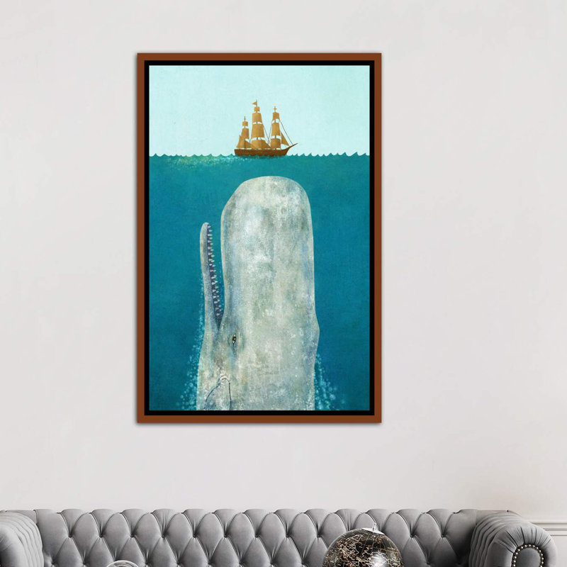 Reproduction de photo encadrée "The Whale" par Terry fan, Toile avec cadre en bois classique, H 26 po x l 18 po x 1,5 po