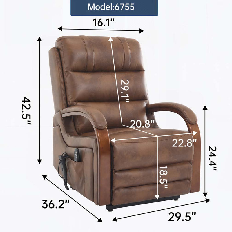 Power Lift Recliner Chair with Solid Wood Armrests, Heat Massage and Heavy Duty Motion Mechanism