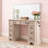 48" Farmhouse Makeup Vanity Desk With Hd Mirror And Lights, Vanity Table With 8 Drawers，With Glass Top And Power For Bedroom-1805907743