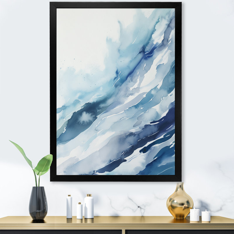 Bleu tourbillon III sur toile, Cadre photo noir simple, H 20 po x l 12 po x P 1 po