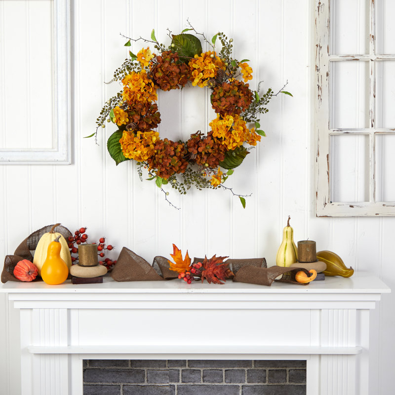 Faux Hydrangea 24'' Wreath