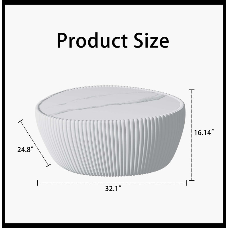 Table basse moderne en polyuréthane fritté léger, Blanc, Blanc