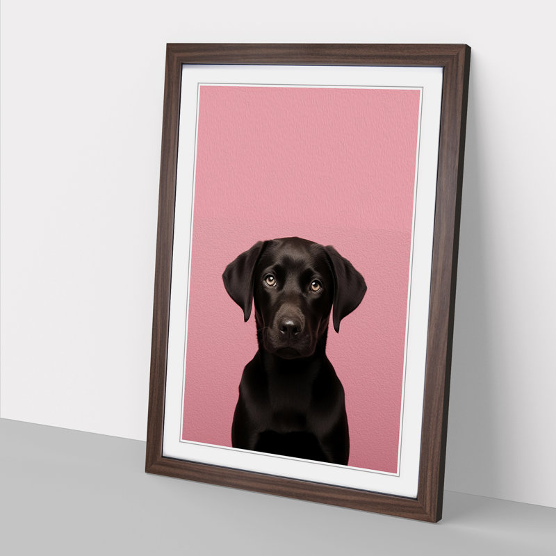 Labrador Retriever Minimalism - Framed Print, Walnut Framed, 64cm H x 46cm W