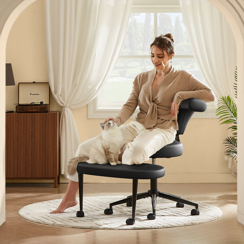 Chaise de bureau à pieds croisés, chaise ergonomique adaptée au TDAH avec fauteuil de bureau pivotant multi-positions avec coussin extra-large et repose-pieds