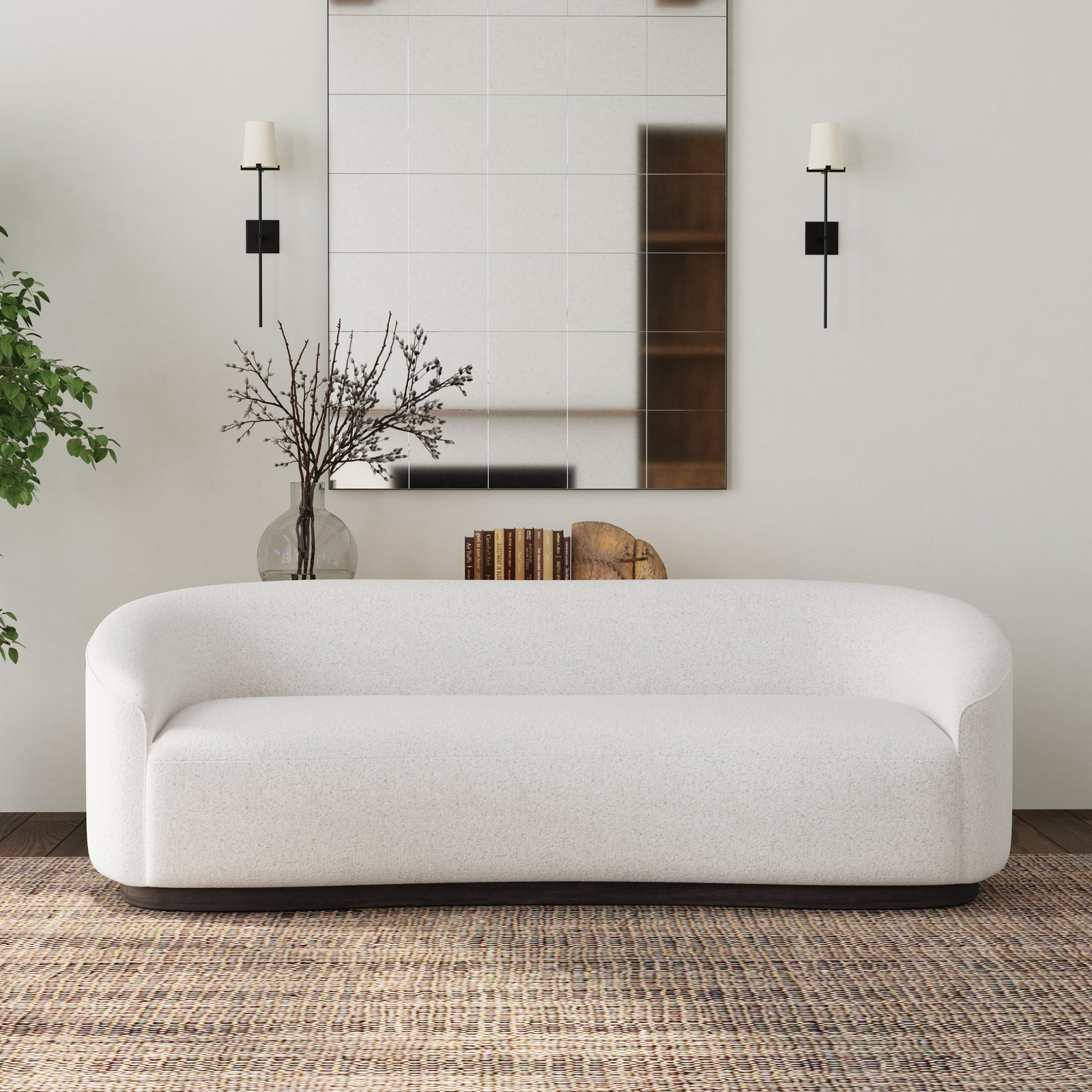 Pickensville 90.5'' Round Arm Curved Sofa, Oatmeal