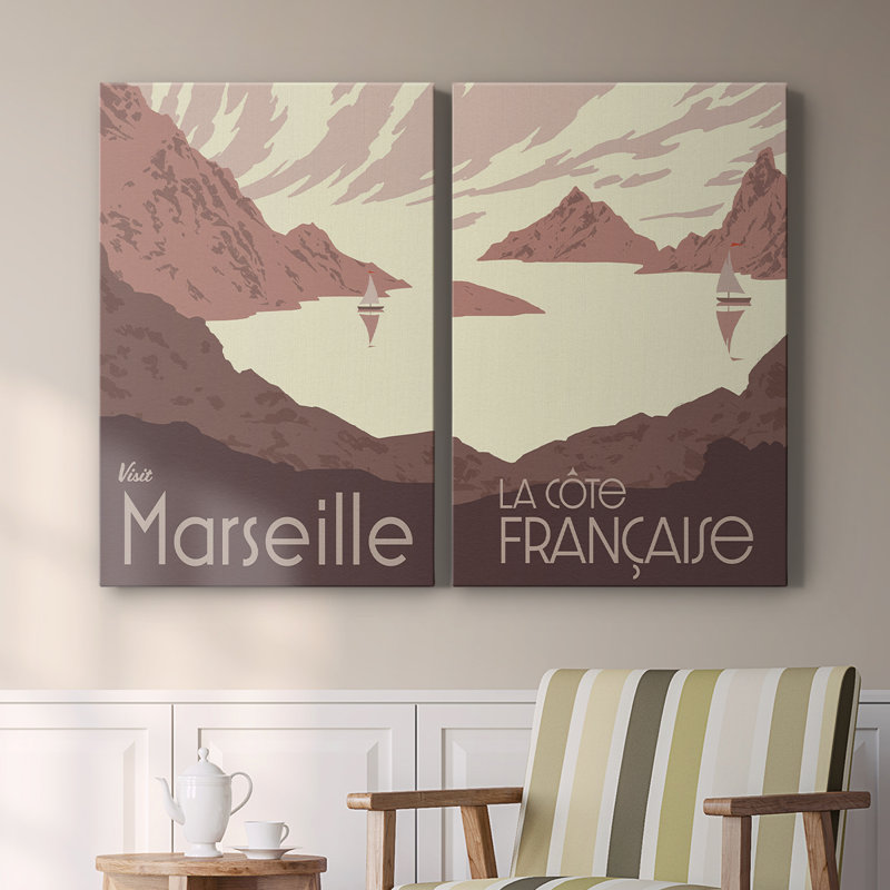 Côte française I - Toile tendue avec châssis de qualité supérieure - Prêt à être accroché