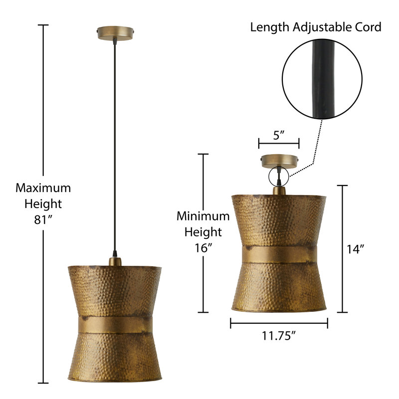 11.75"W Jiles Gold Metal Pendant Light