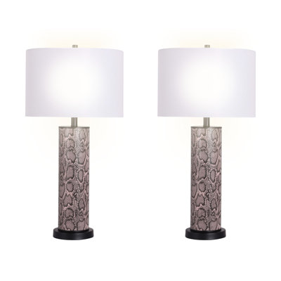 Lampe de table en faux cuir Serpent Elegance - peau de serpent - ensemble de 2