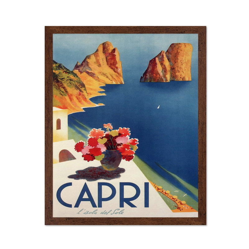 Île de Capri, Affiche, H 24 po x l 32 po, Encadrement brun
