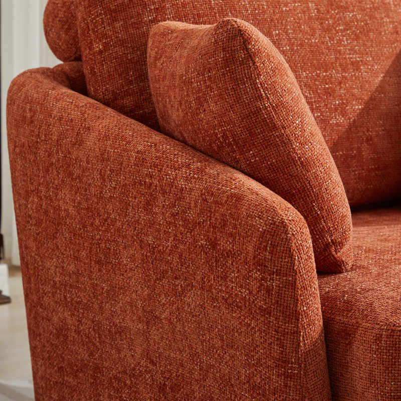 Chaise pivotante rembourrée avec 2 coussins latéraux , Chenille orange