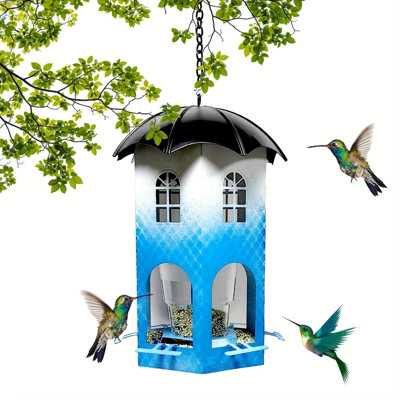 4LB Large Capacity - Heavy-Duty Squirrel Proof Bird Feeder - All-Metal Construction (Iron) - Outdoor Hanging Bird House With Anti-Squirrel Design - For Cardinals, Chickadees, Finches, Hummingbirds