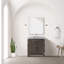 Meuble-lavabo simple en chêne brun 30 po X P 22 po D, comptoir en marbre de Carrare, 28 po Ensemble miroir et robinet-118024482