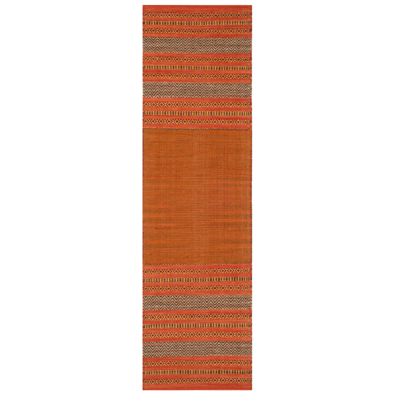 Bokara Hills Hand Woven Cotton Striped Rug, Runner 2'6" x 12'
