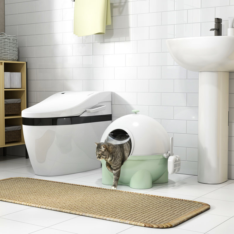 Grand bac à litière pour chat avec couvercle, pédale de sable qui fuit, odeur, spacieux pour les propriétaires d'animaux de compagnie de 9 lb, chats affectueux
