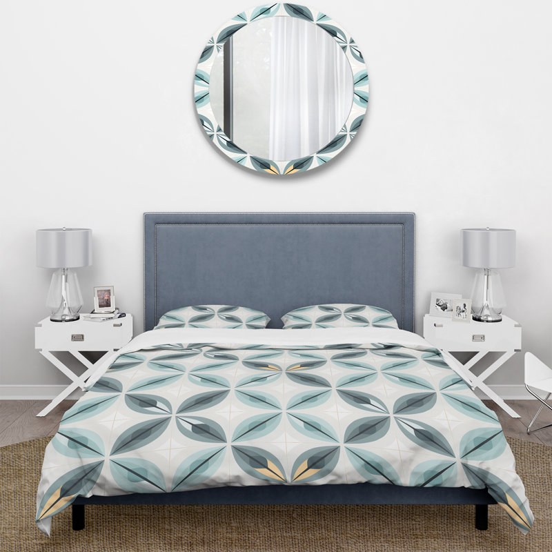 Ensemble de housse de couette damassé Subdued Symmetry - microfibre de polyester