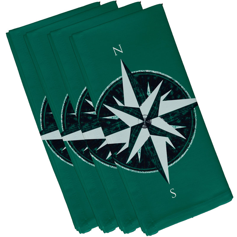 Ensemble de serviettes 4 pièces à motif de compas Hancock, Vert